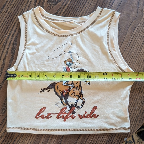 SHEIN Skeleton & Horse Print Top-stitching Tank Crop Top Size M - Picture 5 of 7